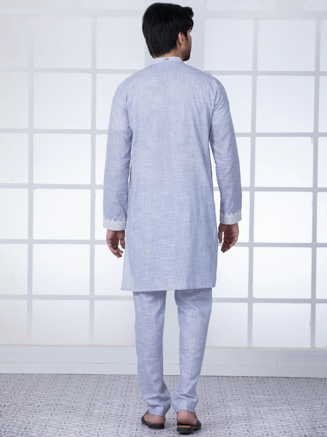 Light Grey Cotton Kurta Trouser - AL-KT-2801A - Image 2