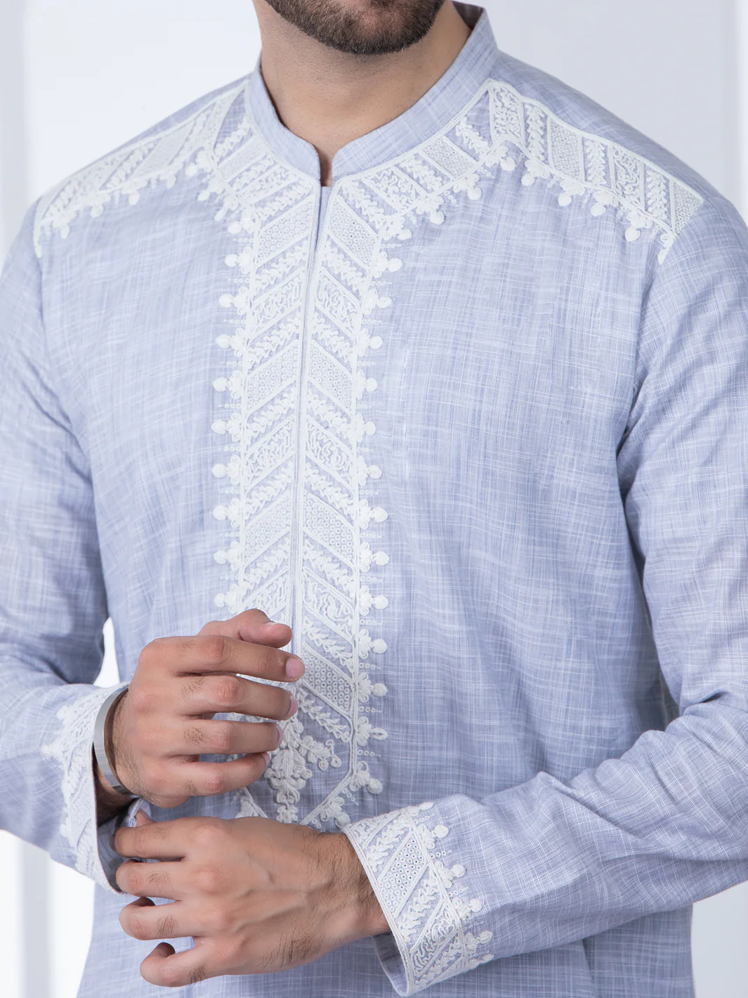 Light Grey Cotton Kurta Trouser - AL-KT-2801A - Image 4