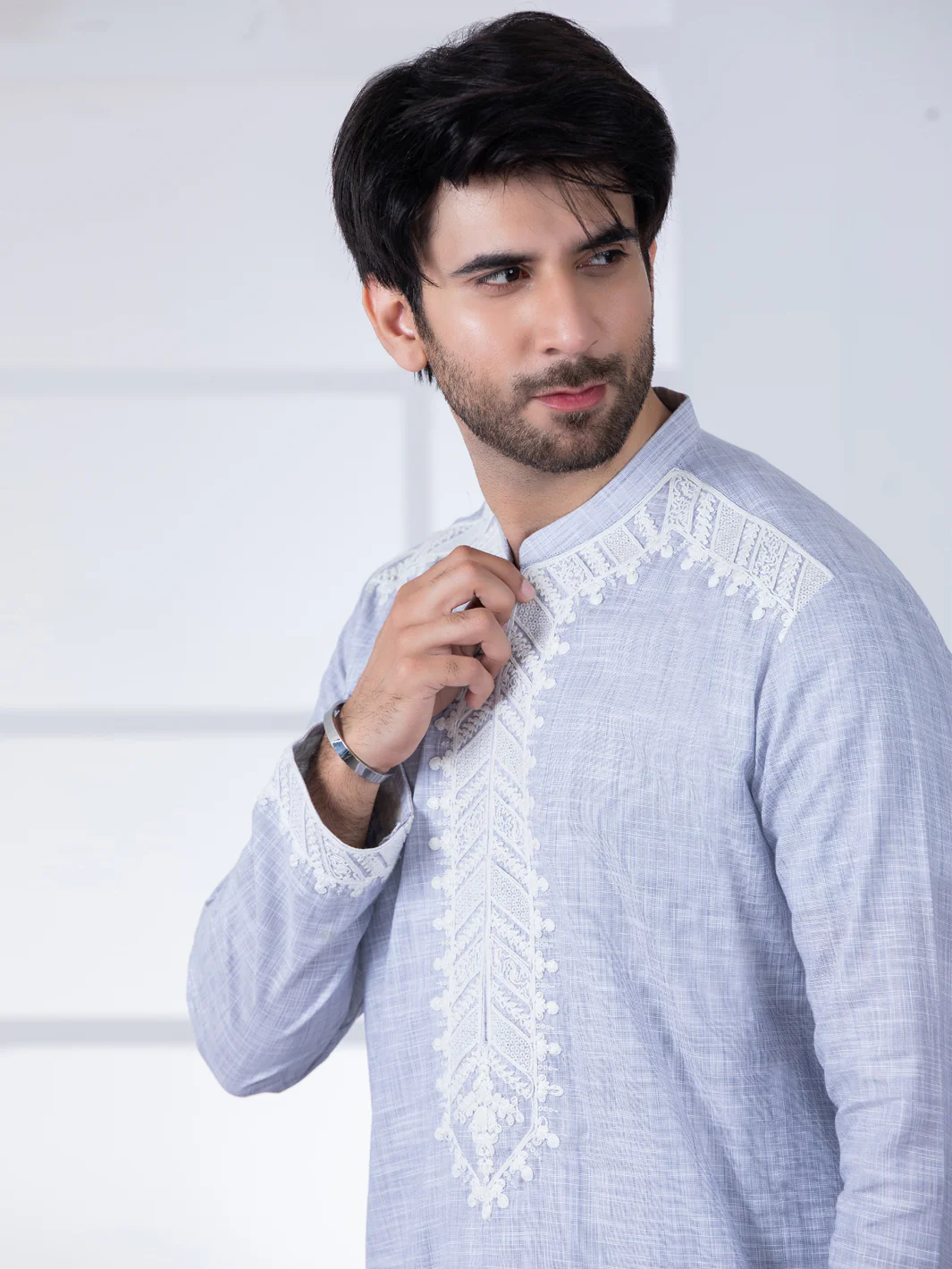Light Grey Cotton Kurta Trouser - AL-KT-2801A - Image 5