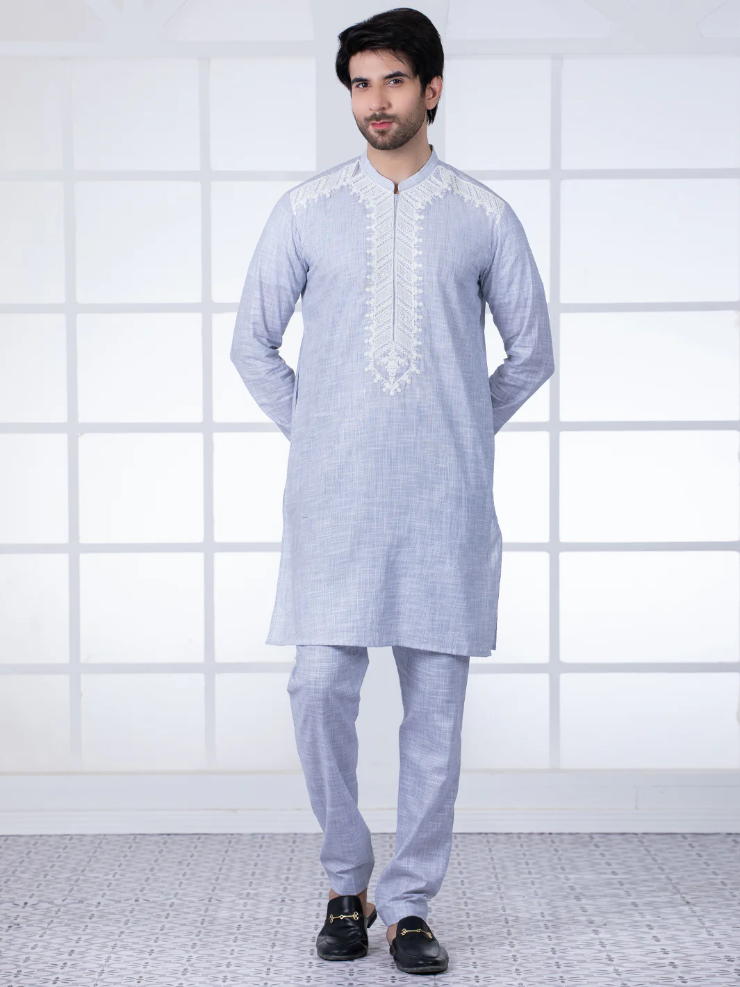 Light Grey Cotton Kurta Trouser - AL-KT-2801A - Image 6