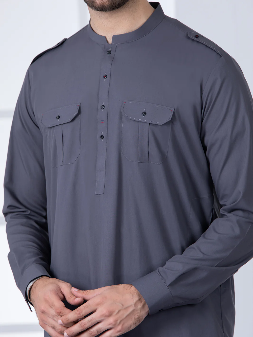 Grey Blended Kurta Trouser - AL-KT-2809 - Image 3