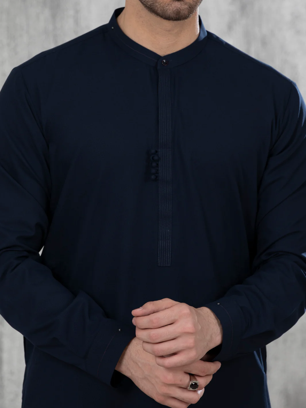 Navy Blue Blended Kurta Trouser - AL-KT-2828 - Image 3