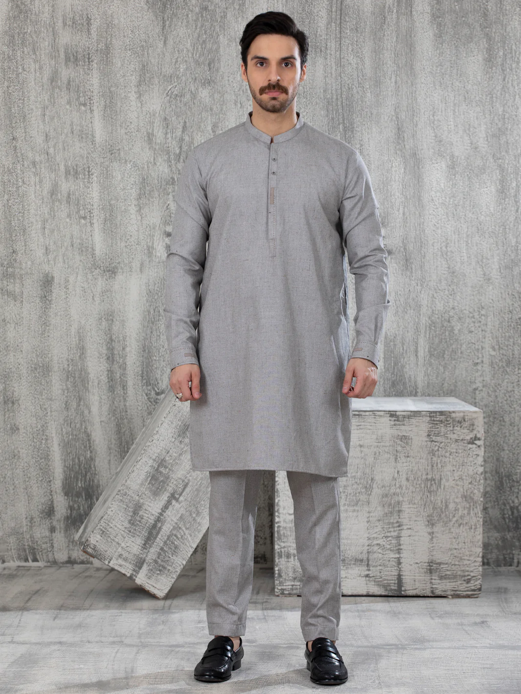 Light Grey Blended Kurta Trouser - AL-KT-2841 - Image 2