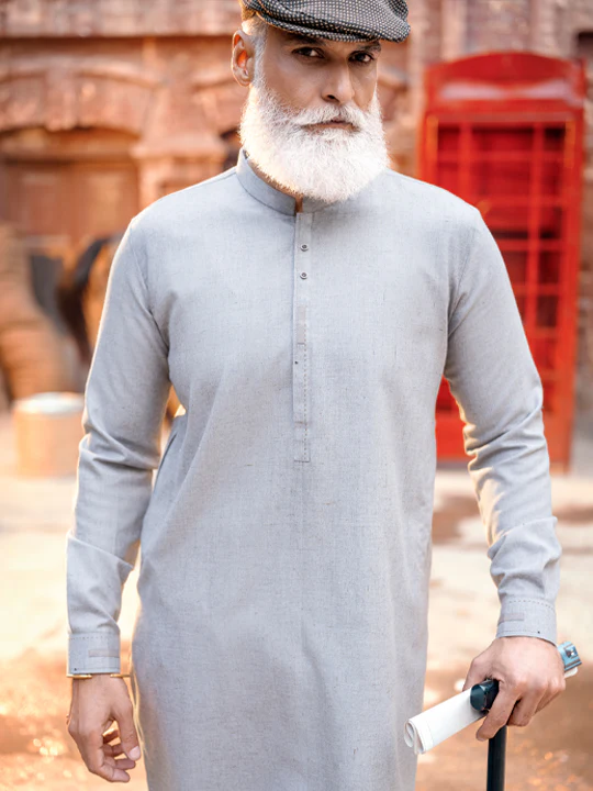 Light Grey Blended Kurta Trouser - AL-KT-2841 - Image 5