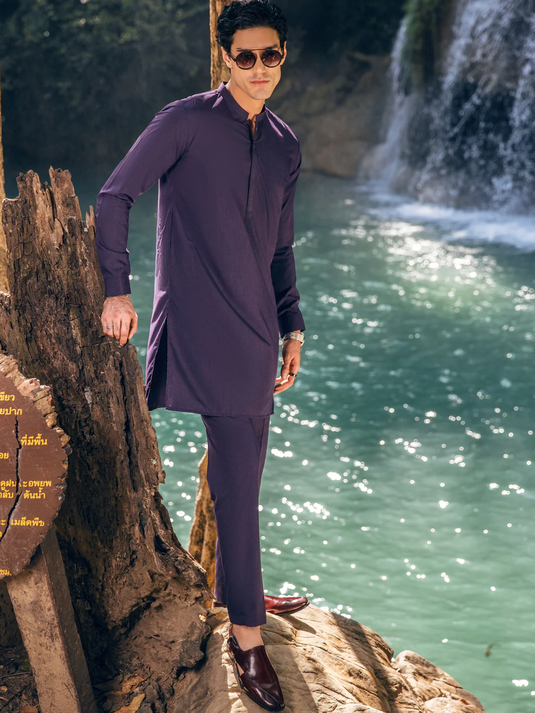 Purple Blended Kurta Trouser - AL-KT-2884 - Image 3