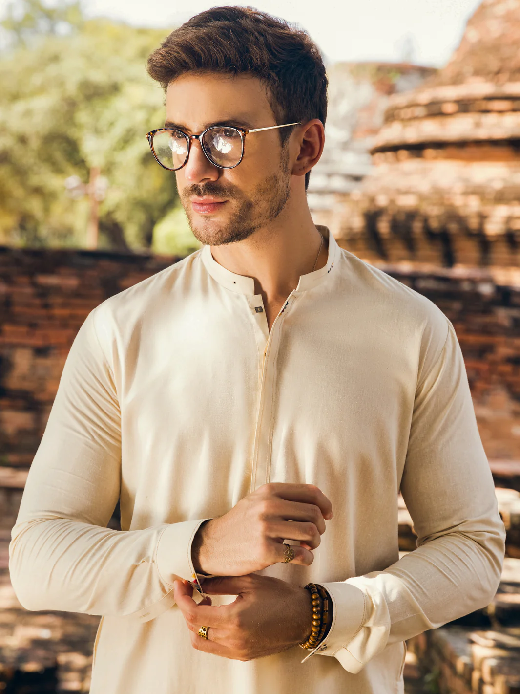 Cream Blended Kurta Trouser - AL-KT-2904 - Image 5