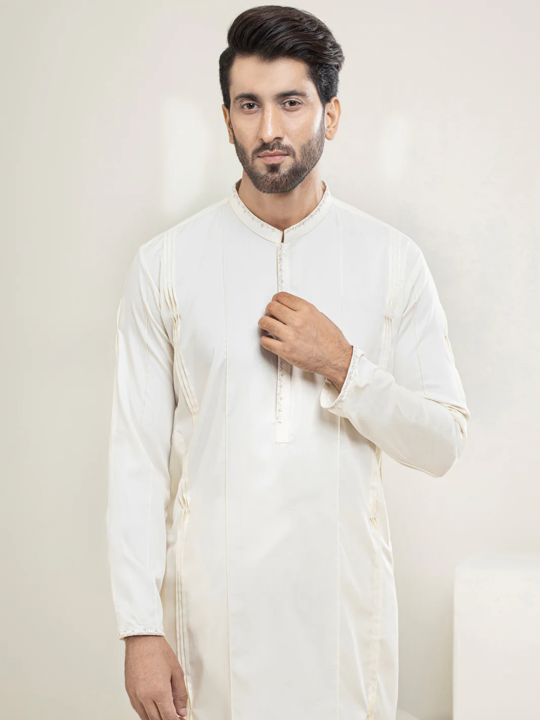 Cream Blended Kurta Trouser - AL-KT-2919 - Image 3