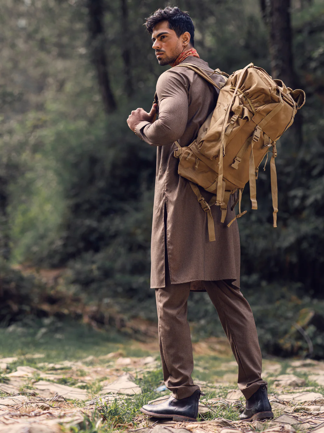 Brown Blended Kurta Trouser - AL-KT-2936 - Image 2