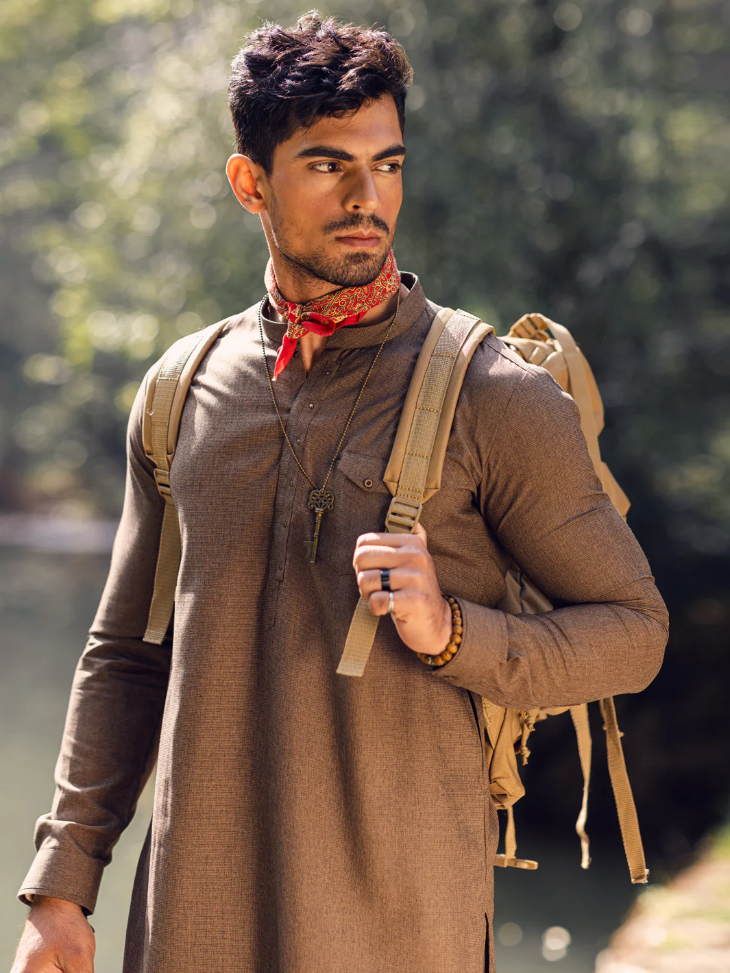Brown Blended Kurta Trouser - AL-KT-2936 - Image 3