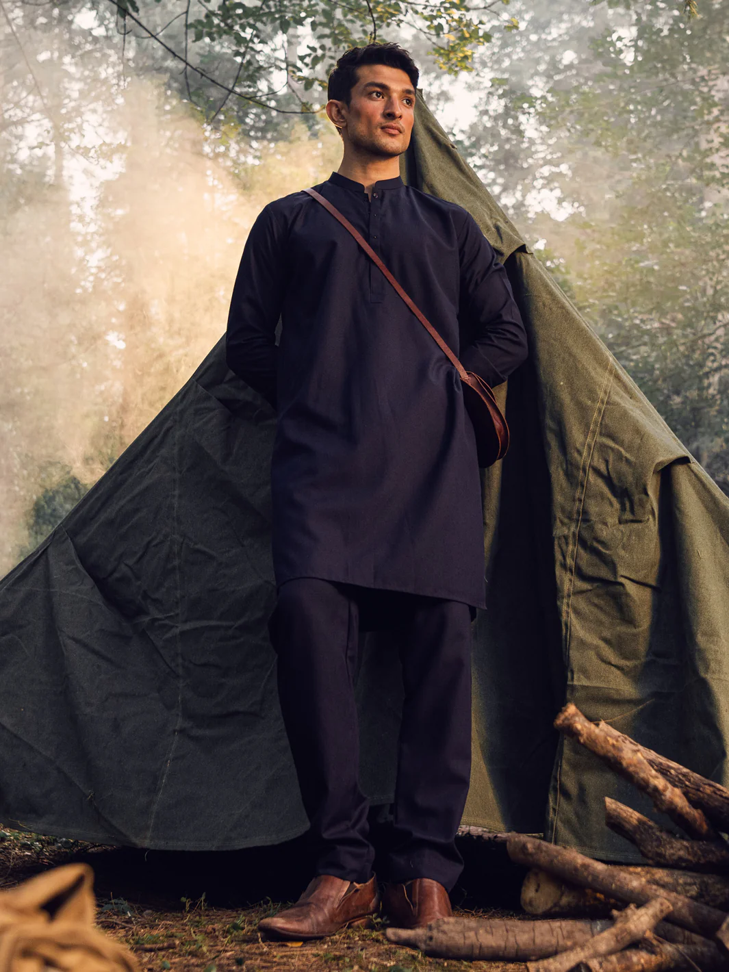 Dark Blue Blended Kurta Trouser - AL-KT-2962 - Image 3