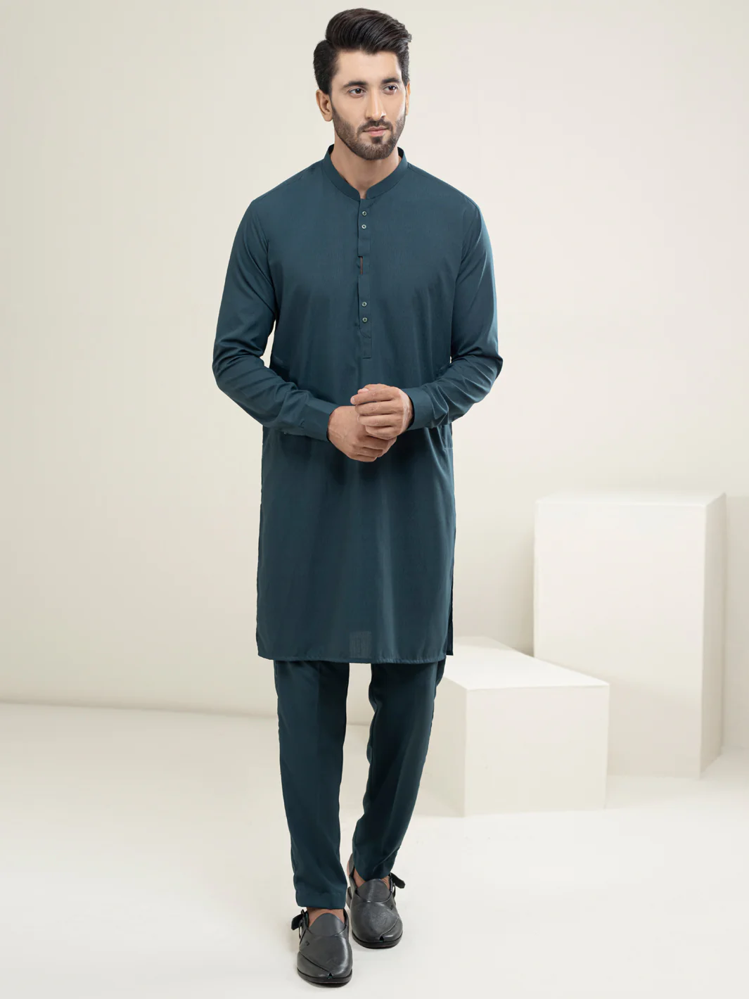 Green Blended Kurta Trouser - AL-KT-2968