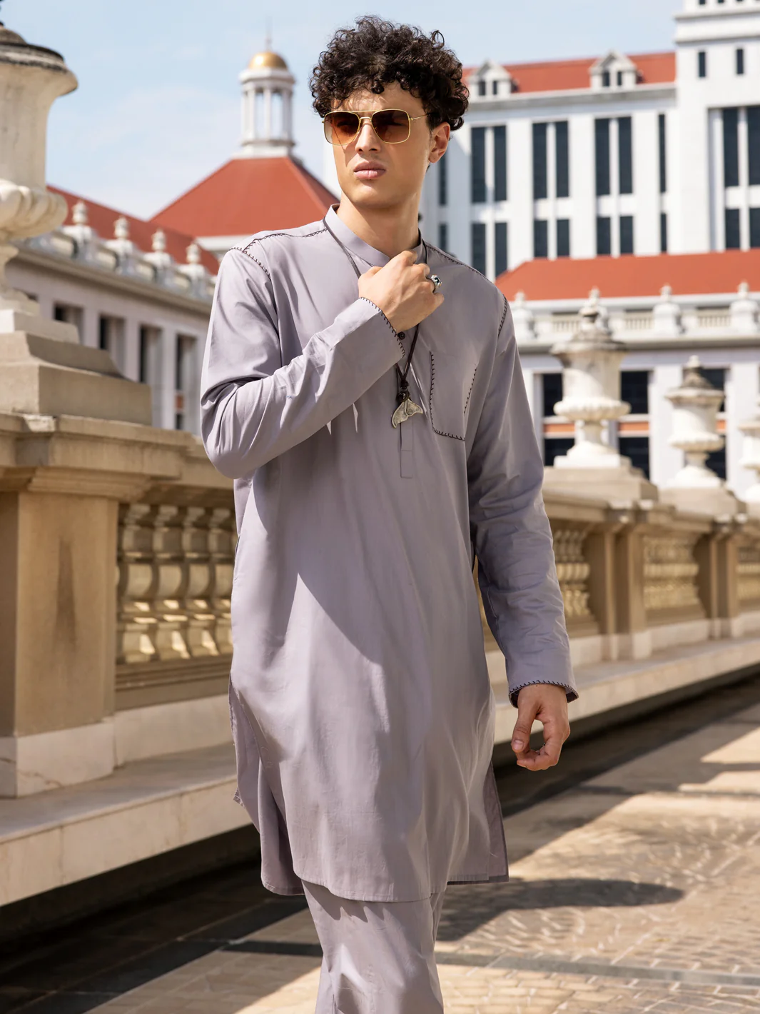 Dull Purple Cotton Kurta Trouser - AL-KT-2988 - Image 3