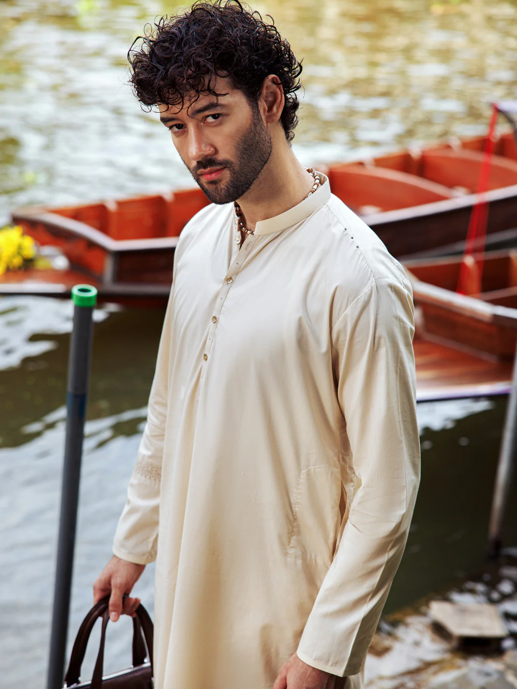 Cream Cotton Kurta Trouser - AL-KT-2989 - Image 3