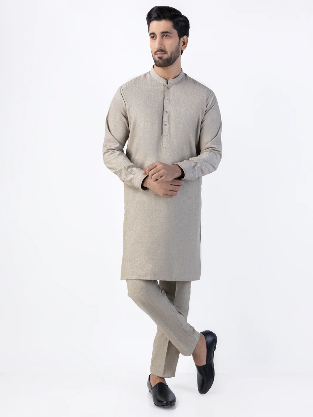 Khaki Blended Kurta Trouser - AL-KT-3024A
