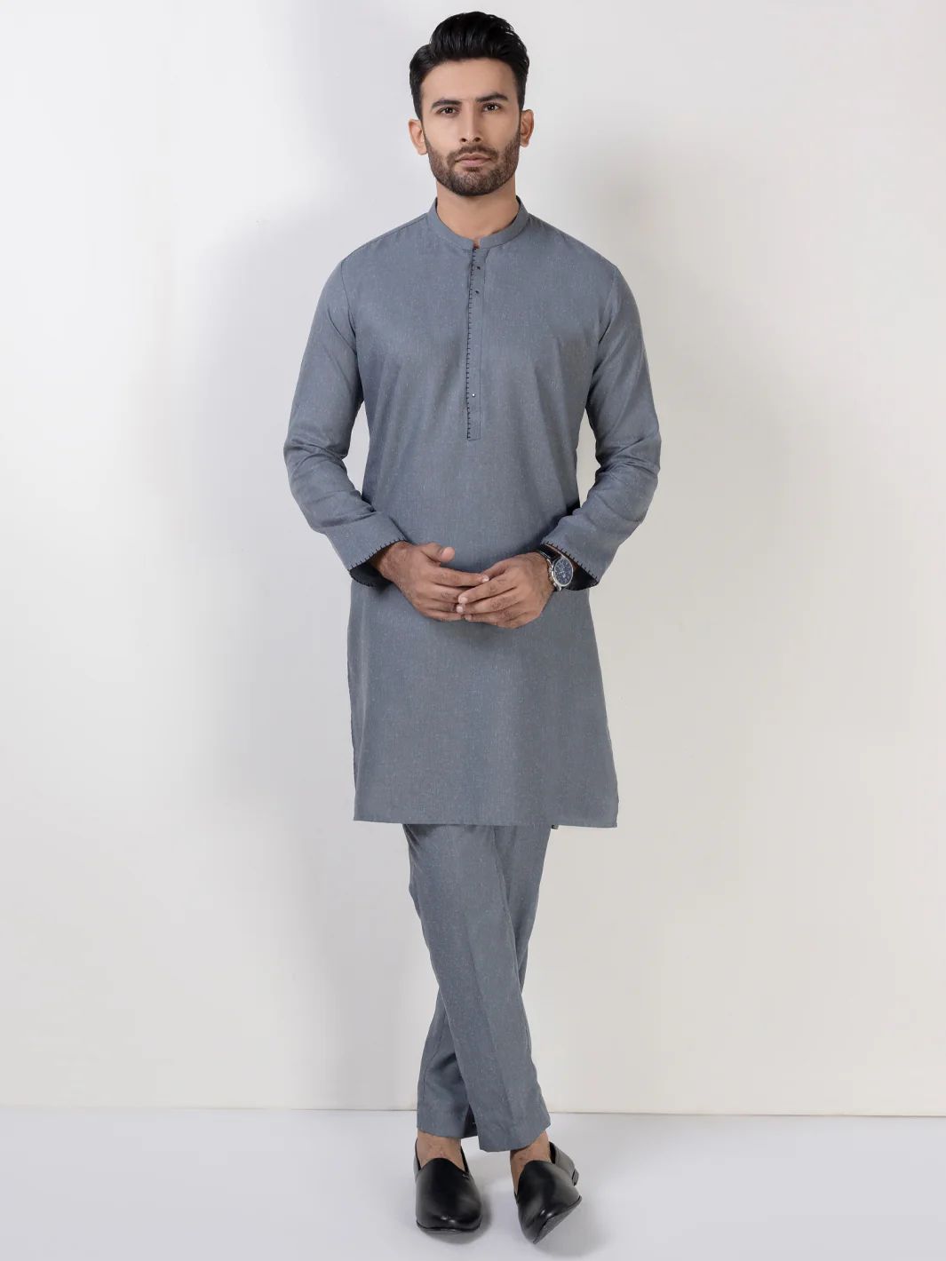 Light Grey Blended Kurta Trouser - AL-KT-3025