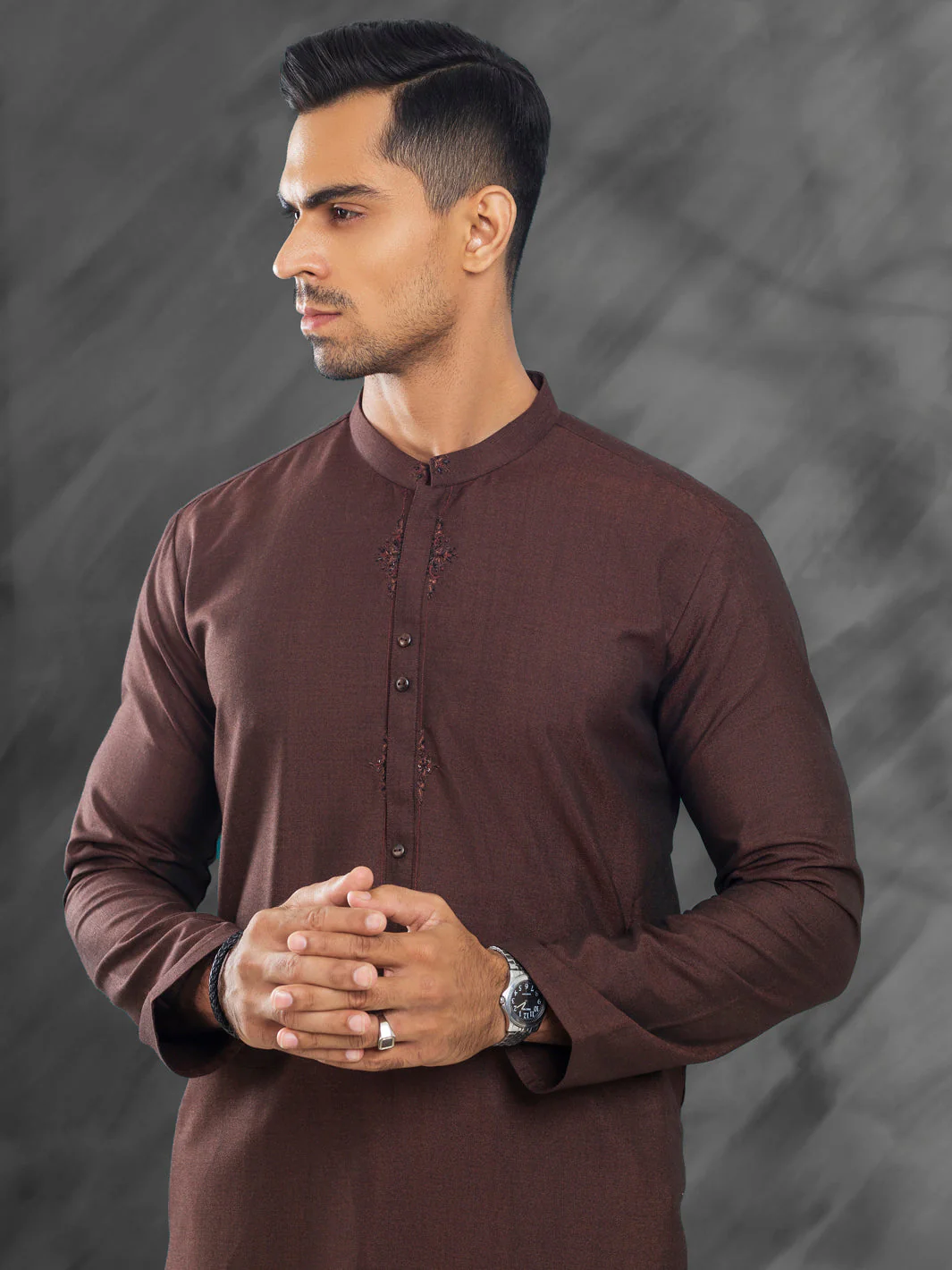 Dark Brown Blended Kurta Trouser - AL-KT-3030 - Image 3