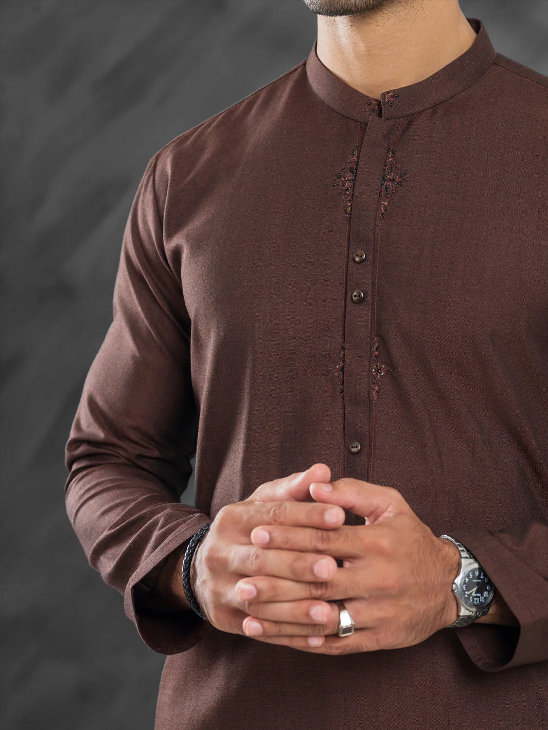 Dark Brown Blended Kurta Trouser - AL-KT-3030 - Image 4