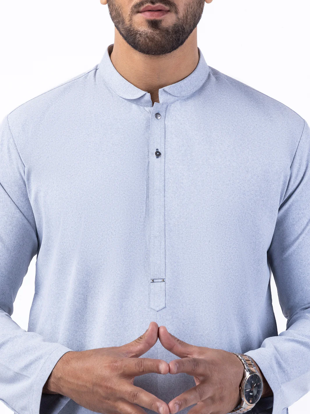 Light Blue Blended Kurta Trouser - AL-KT-3045B - Image 3