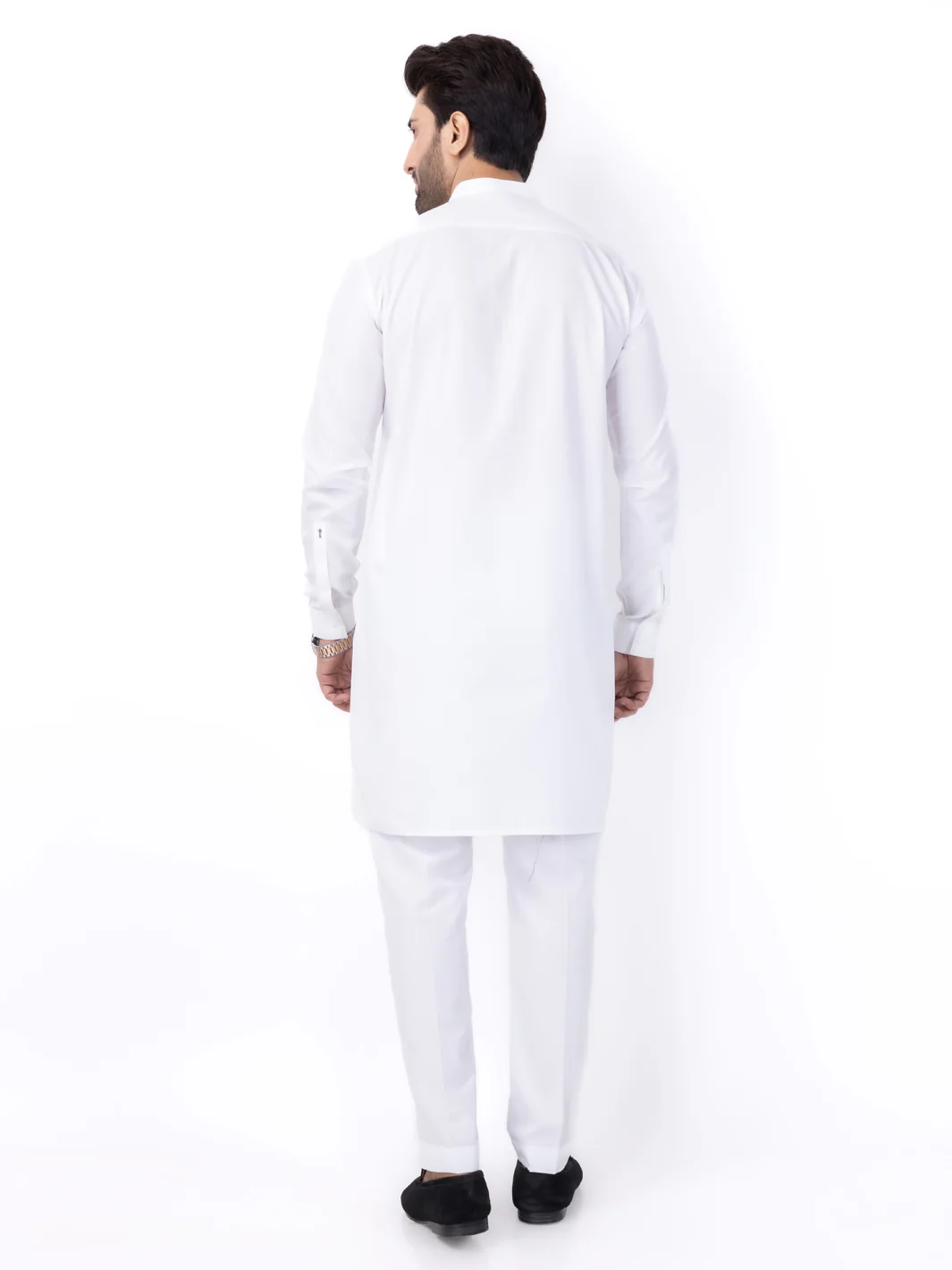 White Poly Cotton Kurta Trouser - AL-KT-3046B - Image 2