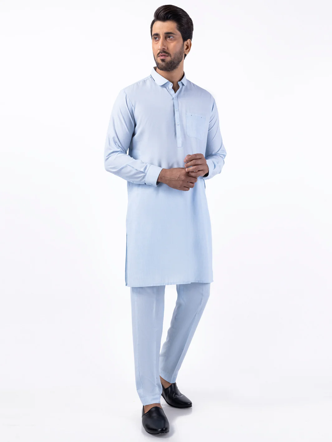 Light Blue Blended Kurta Trouser - AL-KT-3080
