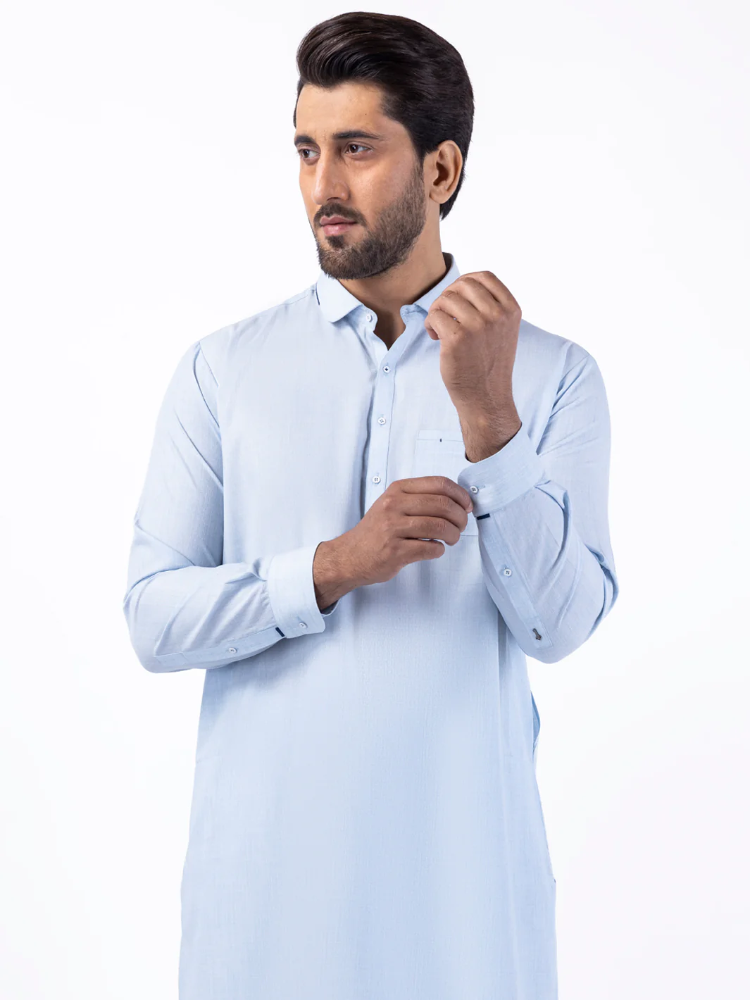 Light Blue Blended Kurta Trouser - AL-KT-3080 - Image 2