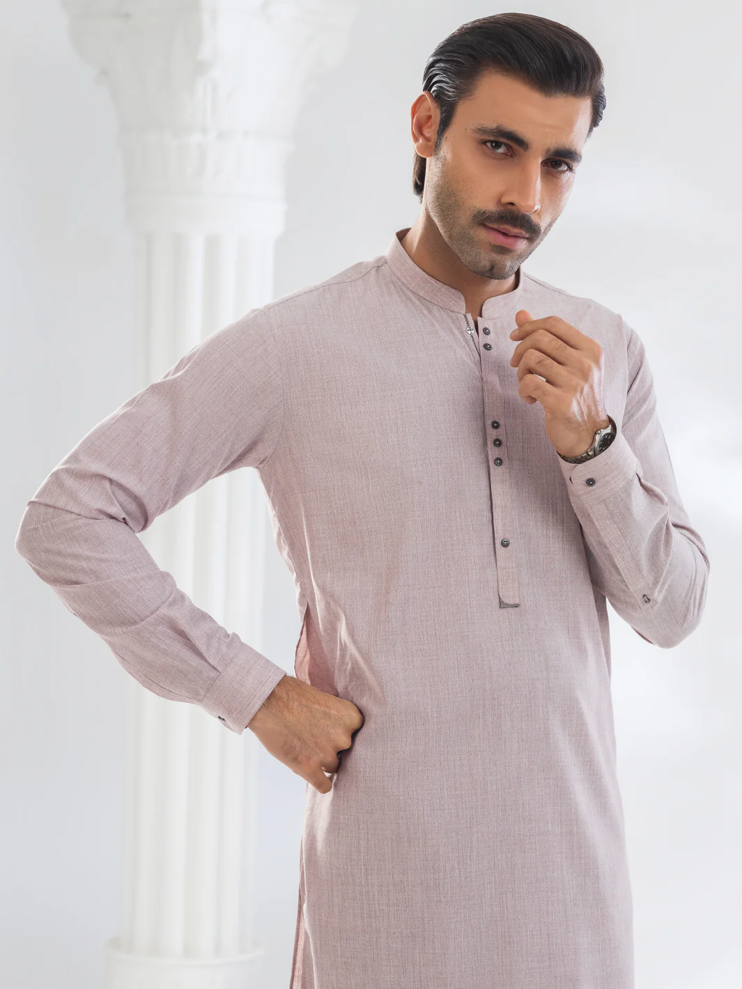 Light Pink Blended Kurta Trouser - AL-KT-3088 - Image 2