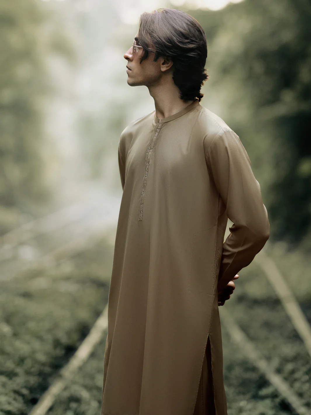 Olive Blended Kurta Trouser - AL-KT-3089 - Image 3