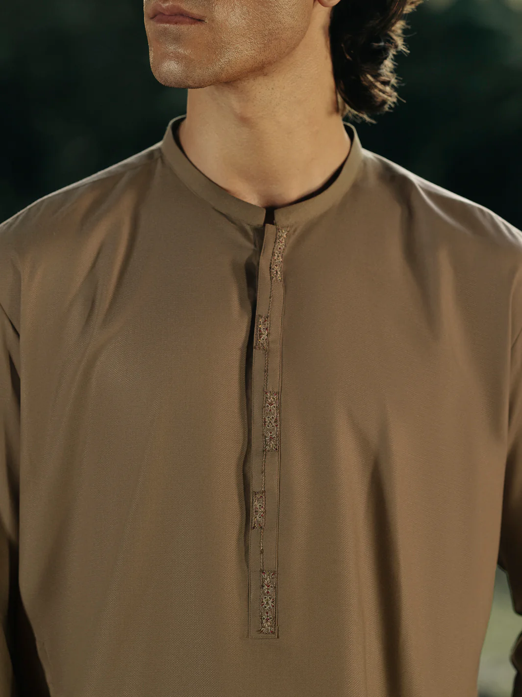 Olive Blended Kurta Trouser - AL-KT-3089 - Image 5