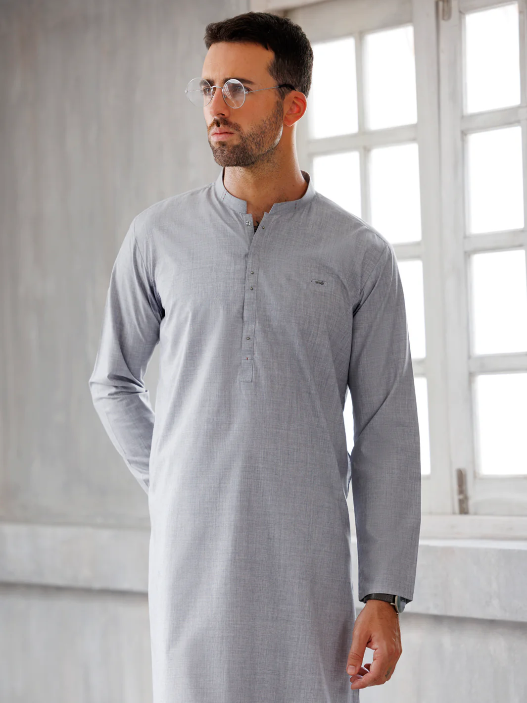 Ash Grey Blended Kurta Trouser - AL-KT-3100 - Image 2