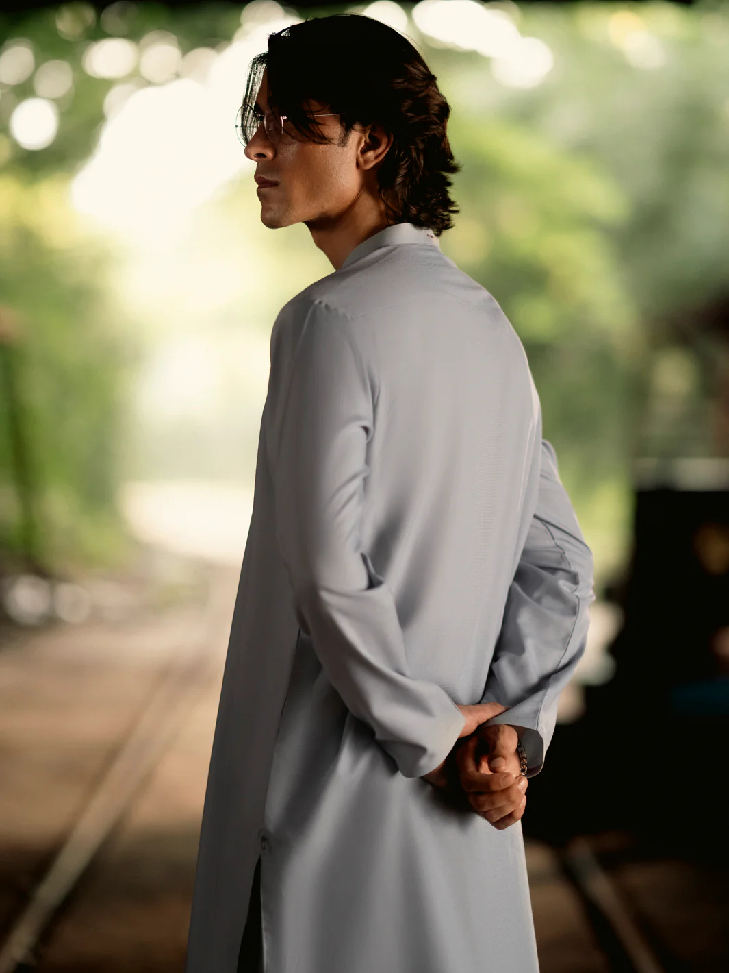Light Blue Blended Kurta Trouser - AL-KT-3114 - Image 2