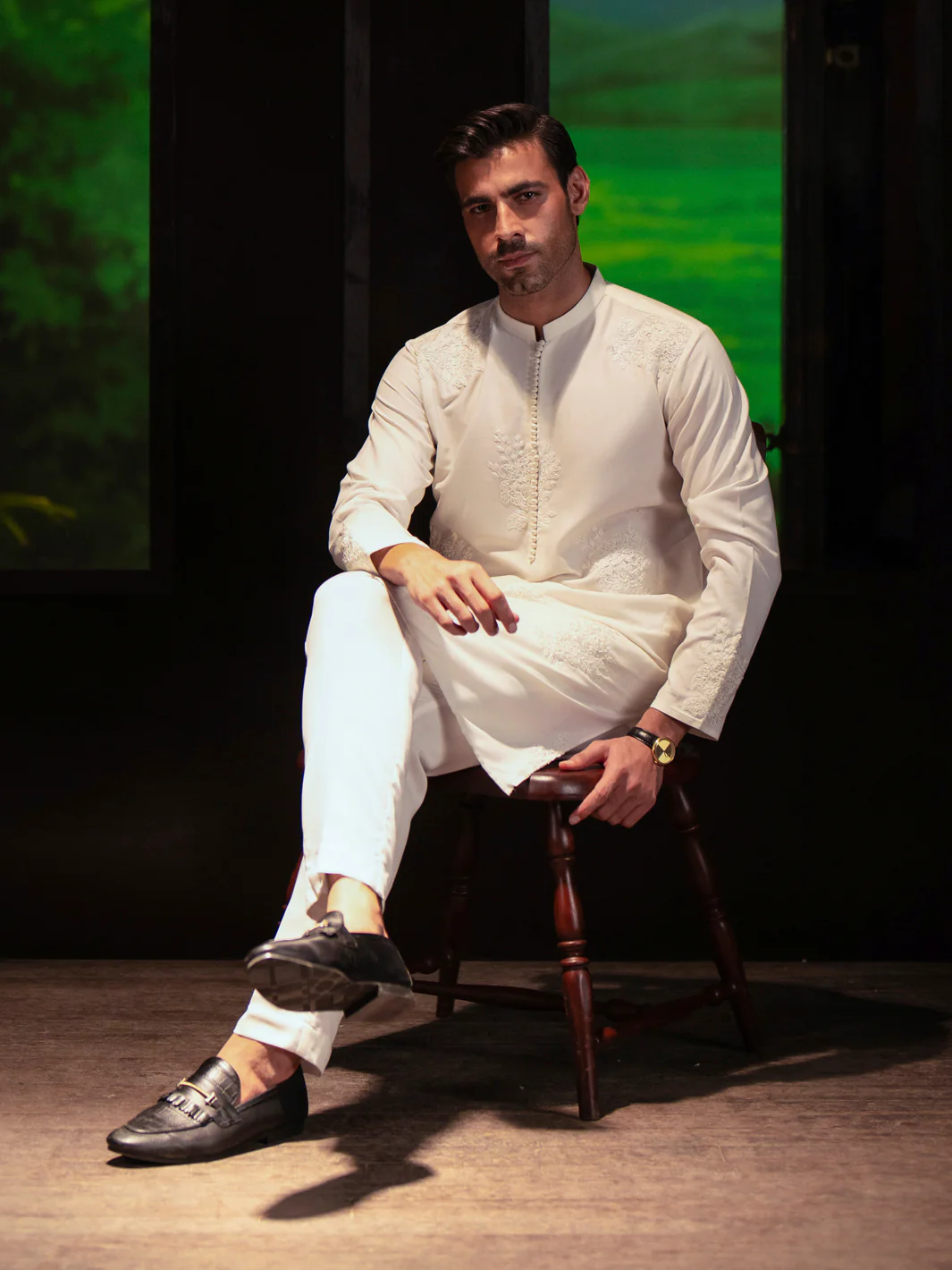 White Blended Kurta Trouser - AL-KT-3126A - Image 2
