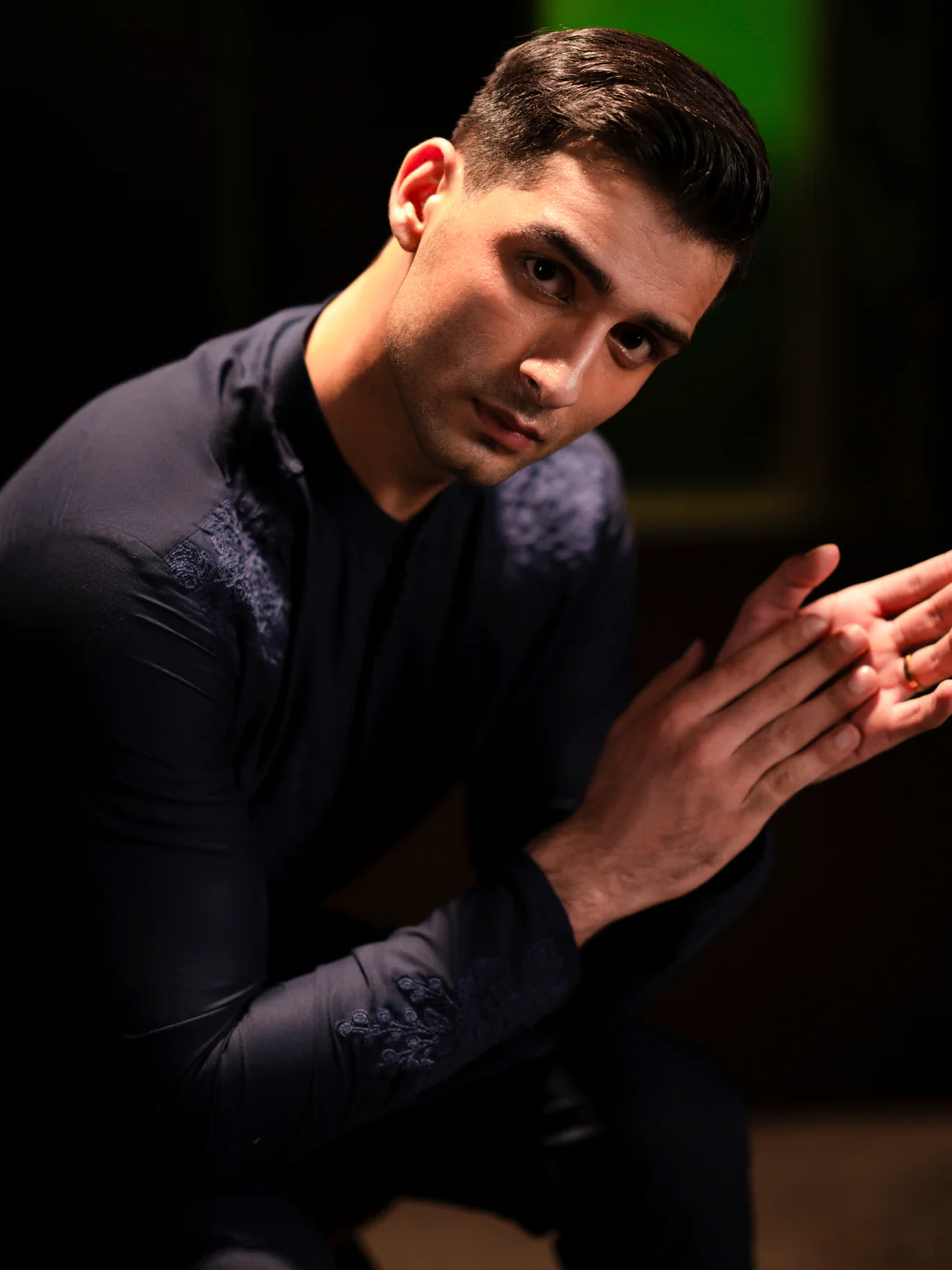 Navy Blue Blended Kurta Trouser - AL-KT-3126B - Image 3
