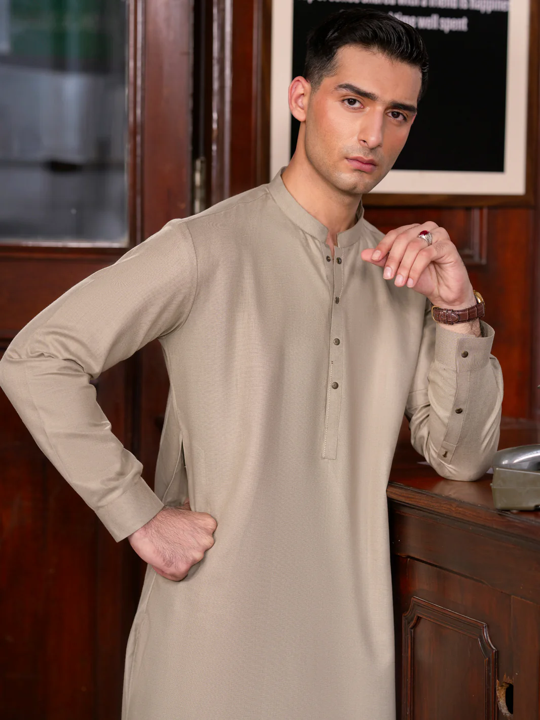 Green Light Blended Kurta Trouser - AL-KT-3141 - Image 2
