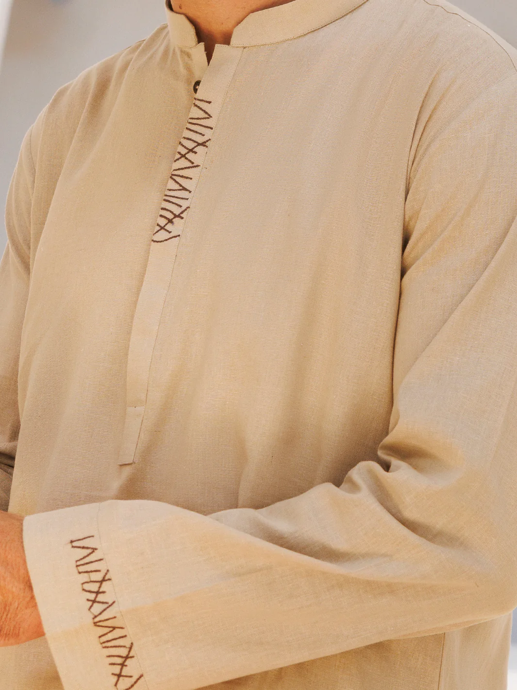 Beige Blended Kurta Trouser - AL-KT-3157 - Image 3
