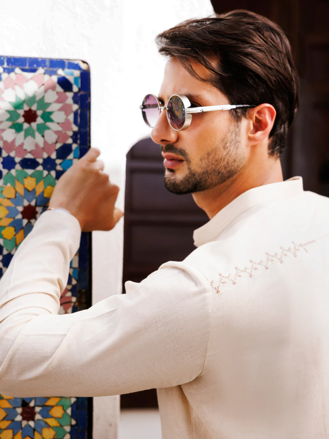 Beige Blended Kurta Trouser - AL-KT-3158 - Image 3
