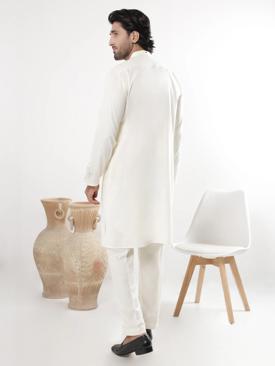 Cream Blended Kurta Trousers - AL-KT-3226 - Image 3