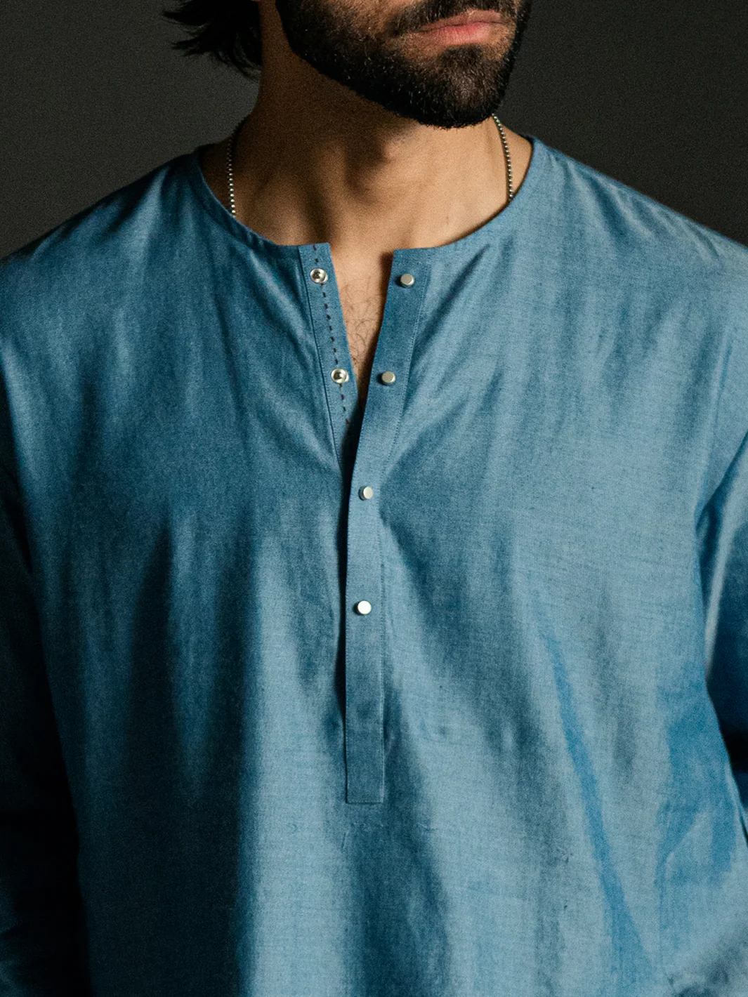 Light Blue Blended Kurta Trousers - AL-KT-3261 - Image 7