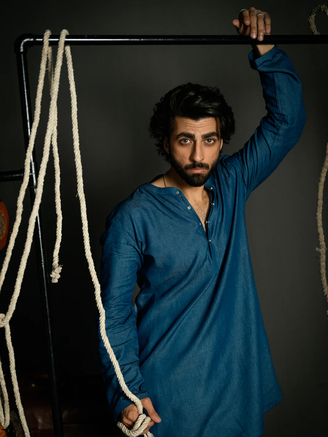 Blue Blended Kurta Trousers - AL-KT-3262 - Image 4