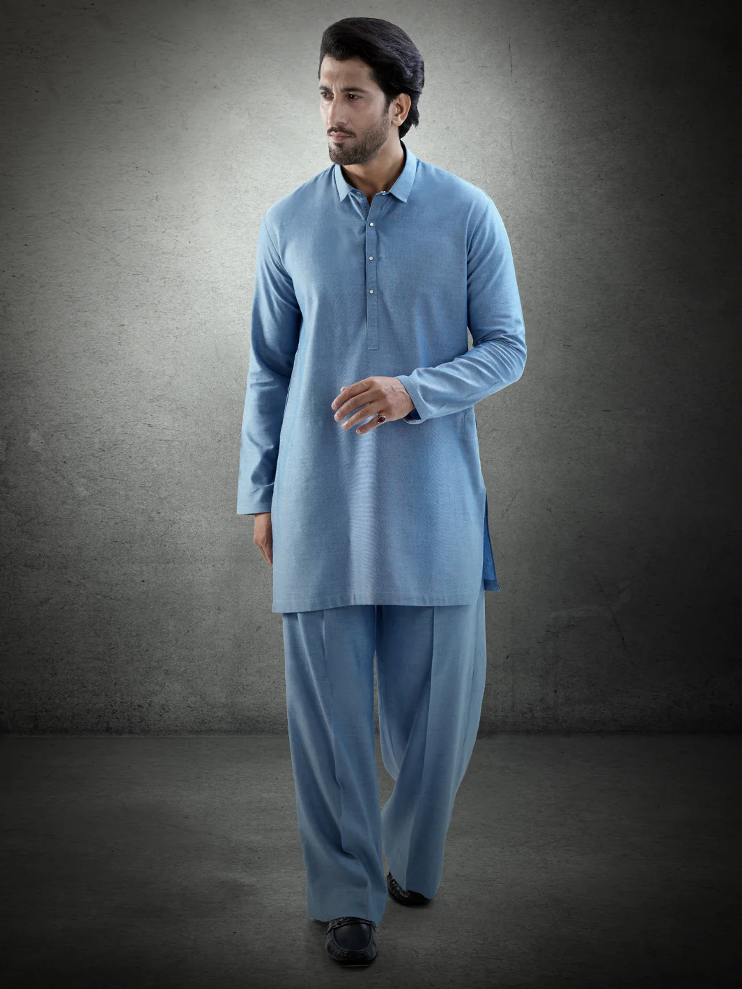 Light Blue Blended Kurta Trousers - AL-KT-3281