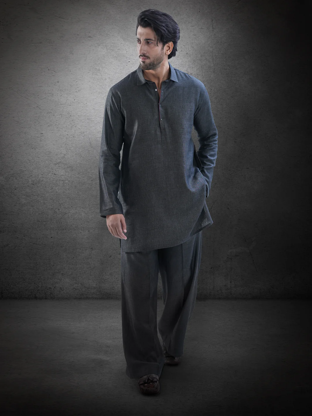 Charcoal Blended Kurta Trousers - AL-KT-3283