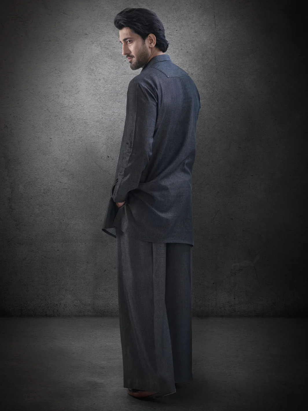 Charcoal Blended Kurta Trousers - AL-KT-3283 - Image 4