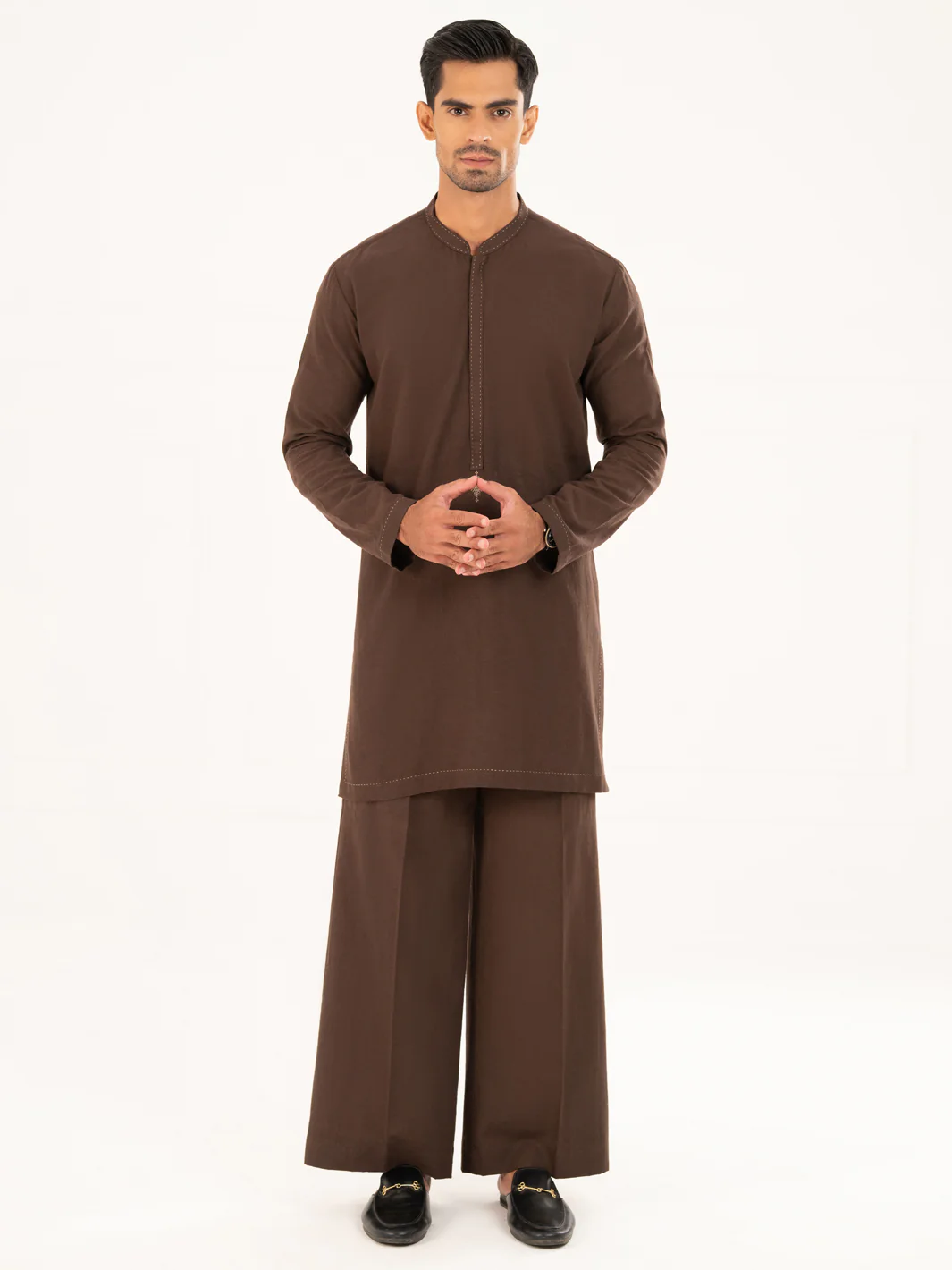 Brown Semi-Formal Kurta Trousers - AL-KT-3323B - Image 4