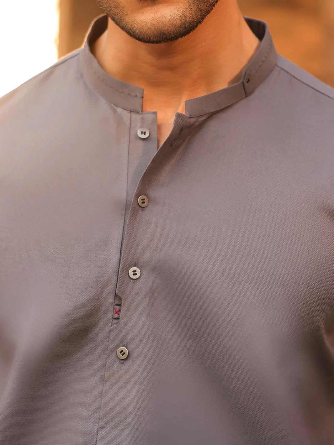 Grey Cotton Cut & Sew Kurta Trousers - AL-KT-3330 - Image 3
