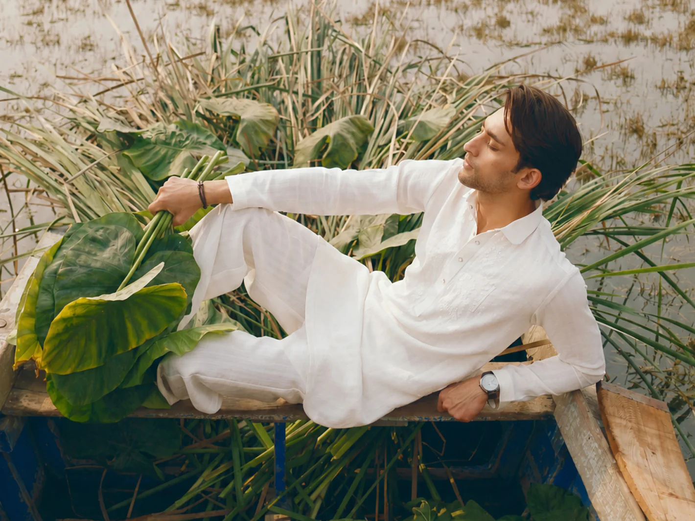 White Cotton Semi-Formal Kurta Trousers - AL-KT-3366 - Image 4