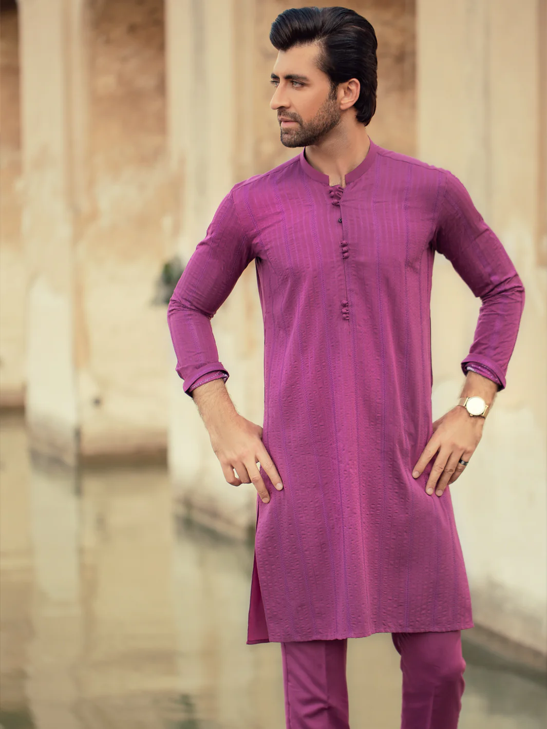 Purple Blended Kurta Trouser - AL-KT-922 - Image 4