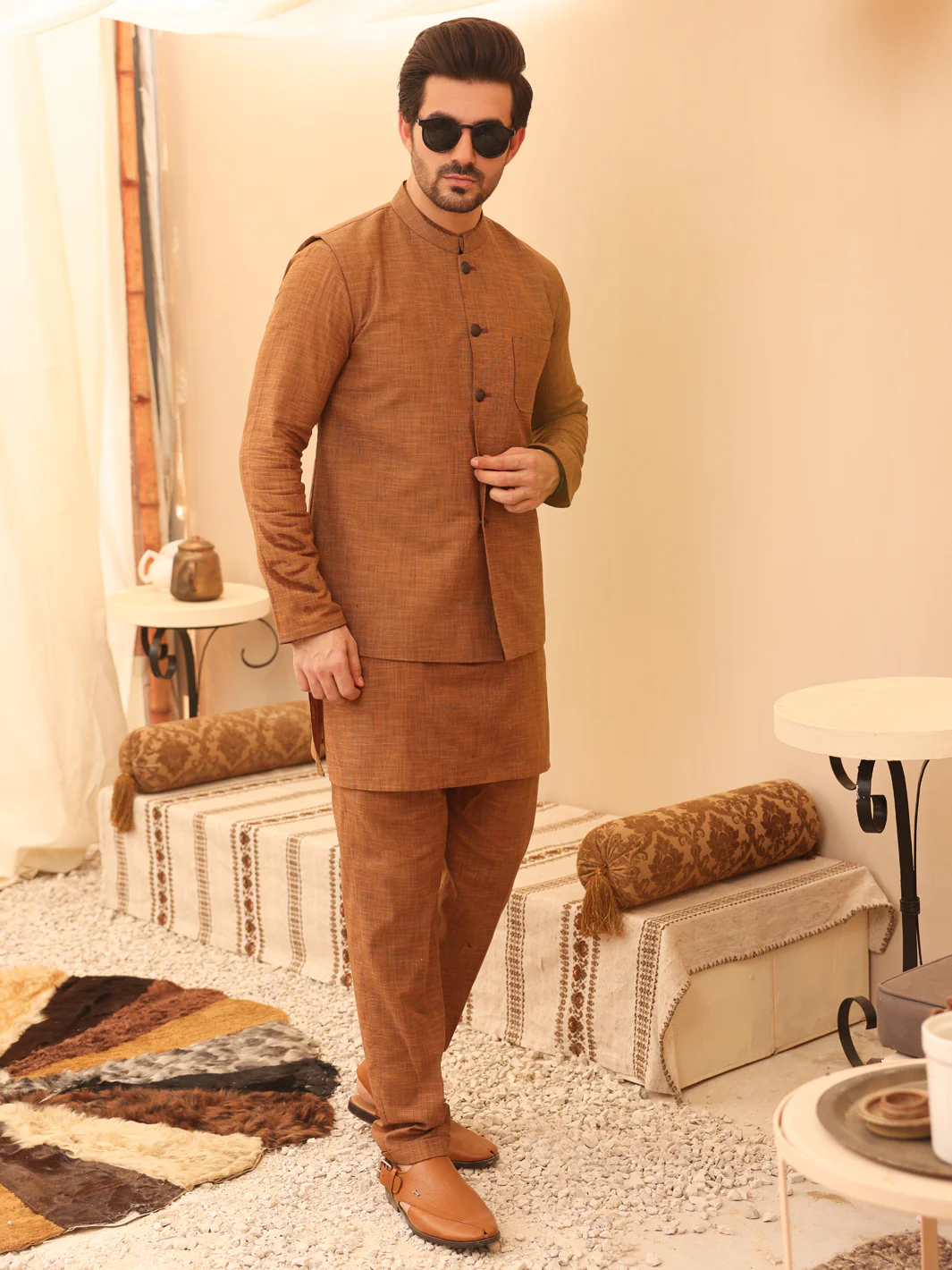 Brown Waistcoat & Kurta Trouser - AL-KWT-003