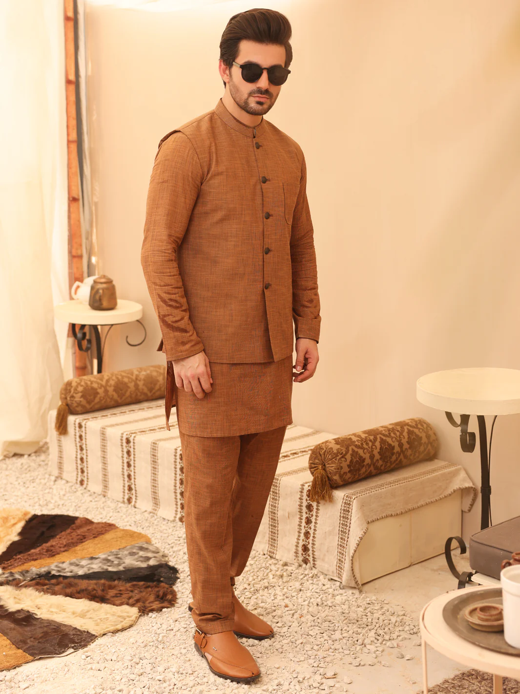 Brown Waistcoat & Kurta Trouser - AL-KWT-003 - Image 2