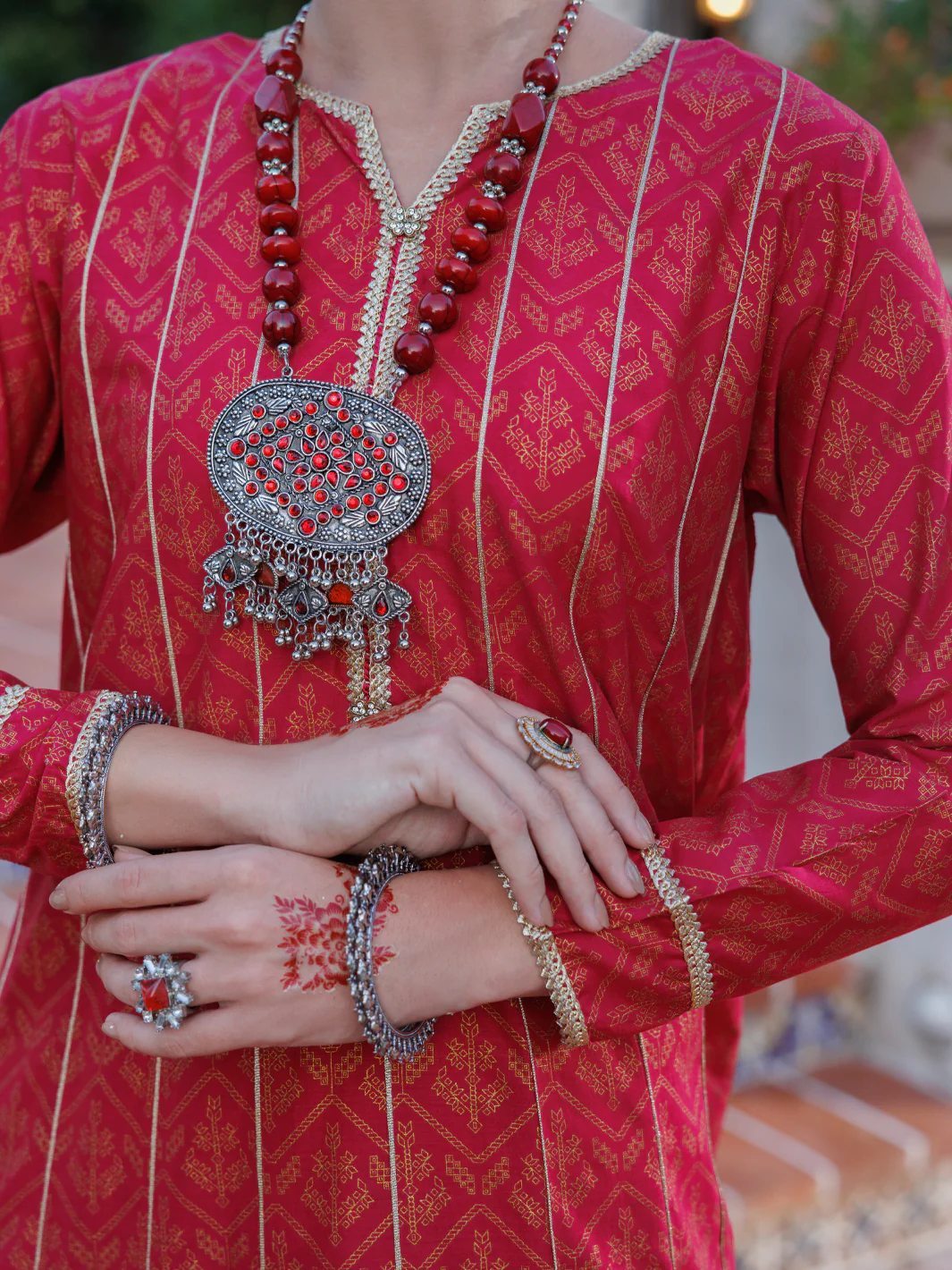 Fuchsia Lawn Kurti - AL-LK-1029 - Image 4