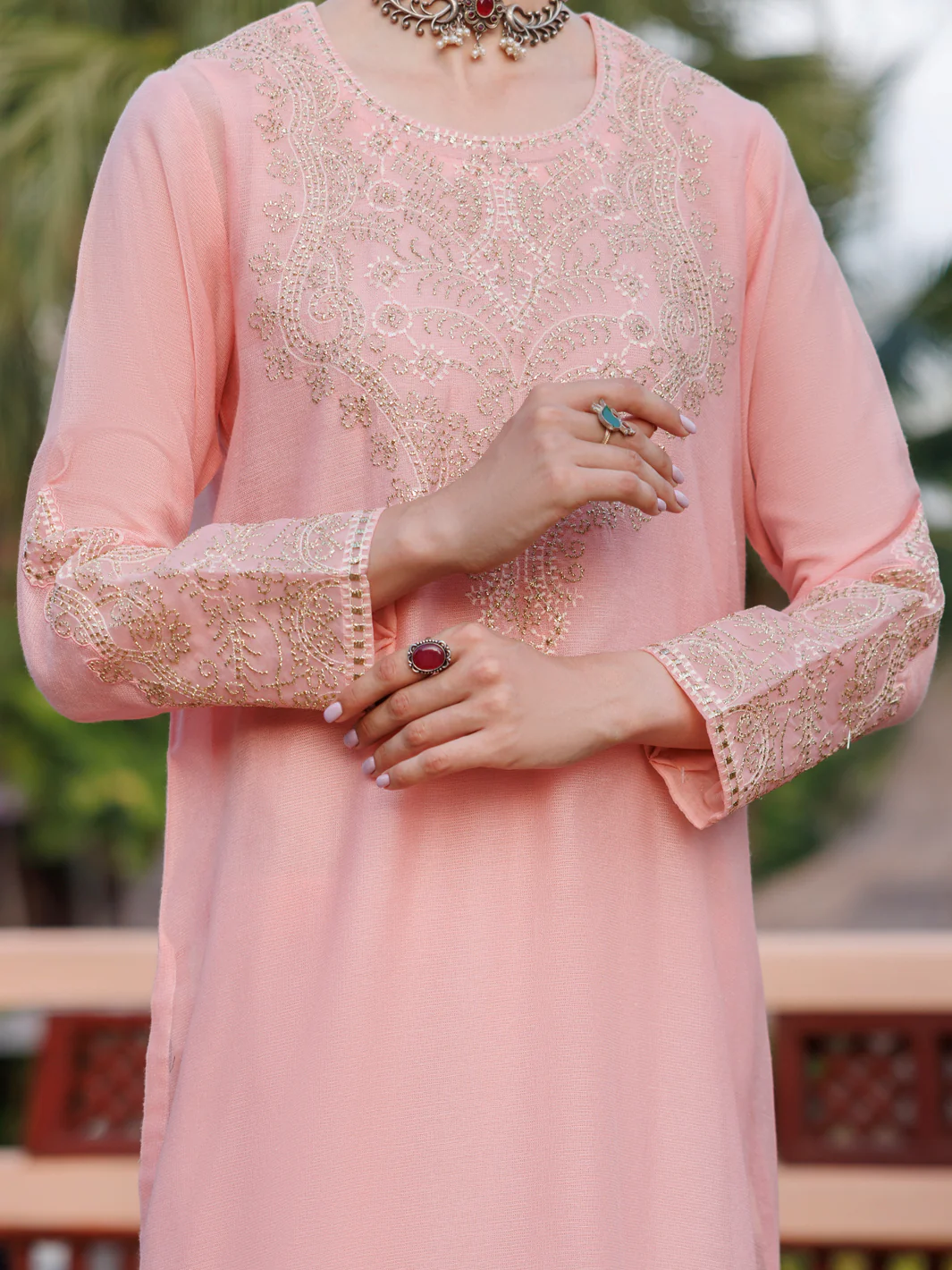 Pink Khaddi Net Tunic - AL-LK-1034 - Image 3