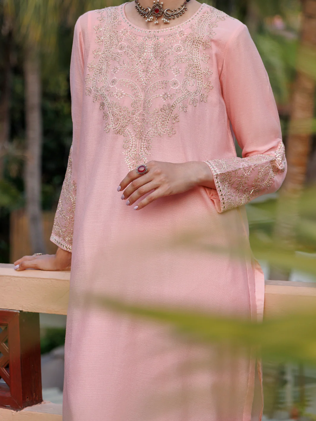 Pink Khaddi Net Tunic - AL-LK-1034 - Image 5